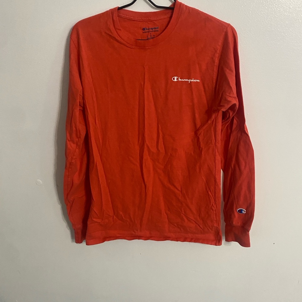 Champion Long Sleeve Orange Tee Essential Comfort